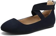 DREAM PAIRS Women's Ballet Flats Comfortable Fashion Elastic Ankle Straps Mary Jane Shoes,Size 8,Navy-1,Sole_Stretchy