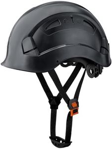 Vented Hard Safety Helmet, ABS Work Helmet with Adjustable 6-Point Suspension, ANSI Z89.1 Certified for Construction, Climbing and Industrial Use, Black