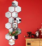 Bikri Kendra - Hexagon 14 Silver 3D Mirror Wall Stickers