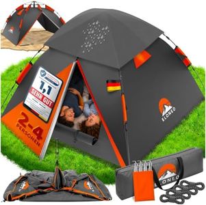 ELONEO Wurfzelt - extra wasserdicht & stabil, schneller Auf- & Abbau in 45 Sekunden | Wurfzelt 4 Personen wasserdicht | Wurfzelt 3 Personen | Wurfzelt 2 Personen, Pop Up Zelt 2 Personen | Camping Zelt