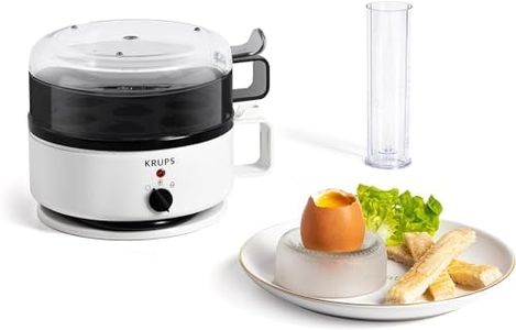 Krups Ovomat EG230115 Super Egg Boiler - Holds up to 7 Eggs, Cooking and Keeping Warm Function, Includes Water Measuring Cup with Egg Slicer, Beep, BPA-Free, EG230115