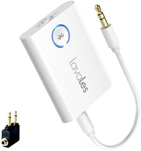 Lavales Bluetooth 5.3 Transmitter Receiver for TV to 2 Wireless Headphones, 3.5mm AUX Jack Bluetooth Audio Adapter for Airplane, aptX Low Latency for Speaker/Phone/Tablet/PC/Gym (White)