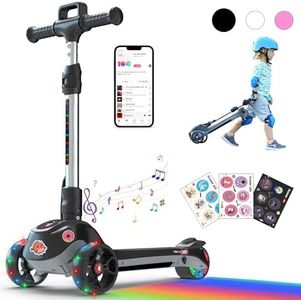 iScooter iK2 Electric Scooter for Kids Ages 3-8, Bluetooth Features, Colorful Lights, Thumb Accelerator, 3 Adjustable Height Toddler Motorized Scooters, Foldable Scooter for Girls/Boys