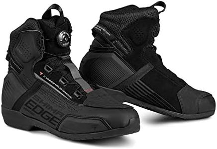 SHIMA Edge Vented, Motorcycle Shoes for Men - Breathable, Reinforced Street Riding Shoes with ATOP Closure System, Ankle Support, Anti-Slip Sole, Gear Pad (Black, 11,5)