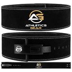 Weight Lifting Belt by AG - 4-inch Wide & 8mm Thick Leather Weightlifting Belt with LEVER Buckle – Gym Lifting, Powerlifting, Workout, Weight Belt for Men & Women (Black, XL)