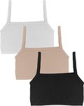 Dressably Cotton Solid Beginners Bras For Girls/Kids Half Slip & Camisole (11 Years-12 Years, Black White & Skin(Pack Of 3))