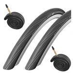 Schwalbe Lugano 700c x 23 Road Racing Bike Tyres (Pair) & Presta Inner Tubes - Black