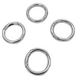 4Pcs Spring Clip Round Carabiner Ring, 1" Diameter O Ring Snap Clip Trigger Spring Keyring Buckle Organizing Accessory/Metal Secure Holder/Durable and Rust-Proof (Silver)