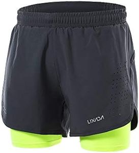 Lixada Pantaloncini da Corsa 2 in 1 da Uomo, ad Asciugatura Rapida, Traspiranti, con Scarpetta Lunga