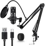 USB Microphone, Professional 192kHz/24Bit Plug & Play PC Computer Condenser Cardioid Mic Kit with Sound Advanced Chipset, for Streaming, Podcast, YouTube, Studio Recording and Games