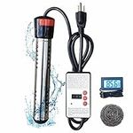 1500W Electric Immersion Water Heater for Bucket, Bathtub Heater with Timed Automatic Power Off, Small Portable Heaters with 304 Stainless-Steel Guard, Heats 5 Gallons Water in Rapid (Built-in Timer)