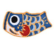 Feblilac Cute Fish Bath Mat For Bathroom, Japanese Koi Flag Soft Water Absorbent, Non-Slip, Machine Washable (Blue)