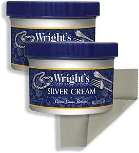 Wright's Silver Cleaner and Polish Cream - 8 Ounce 2 Pack with Polishing Cloth - Ammonia-Free - Gently Clean and Remove Tarnish without Scratching