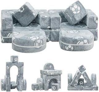 furlinkhm Modular Kids Play Couch, Kids Couch for Playroom Bedroom, Glow in The Dark, 5 Seconds Instant Expansion, Glowing Football, Grey