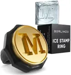 Berlinzo Ice Stamp Ring for Cube & Sphere - Custom Ice Cubes for Whiskey, Mojito Cocktails – M Letter Shaped Brass Ice Stamp m/ 3mm Depth - Black