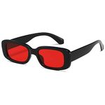 Kimorn Rectangle Sunglasses for Women Men Trendy Retro Fashion Glasses 90’s Vintage UV 400 Protection Square Frame K1200 (Black Frame Red Lens, 65)