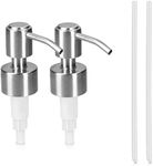 Navaris Replacement Soap Dispenser Pumps (Pack of 2) - Stainless Steel Metal Pump for 1" to 1 1/8" (26mm to 28mm) Bottle Tops - Design 1, Silver