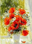 BERYART DIY Painting by Numbers, Canvas Oil Painting Kit for Kids & Adults & Students & Beginners, 16 x 20 inch Acrylic Paint by Numbers - Orange Flower (Frameless)