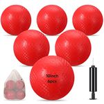 Hanaive 6 Pcs Playground Ball 10 Inch Kickballs Dodgeball Rubber Inflatable Dodgeball with Pump and Storage Bag, Bouncy Dodgeball Balls for Kids Adults Sports Outdoor Games and Activities (Red)