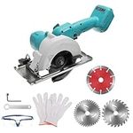 Mini Circular Saw Compatible for Makita 18V Battery, Hand Brushless Circular Saw with 3 Saw Blades, 1800W Copper Motor 0-45° Bevel/40mm Depth, Professional Mini Battery Circular Saw for Cutting Wood