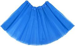 Women's Tulle Tutu Skirt Vintage 1950s Tulle Bubble Dance Skirt Prom Skirt Elastic 3 Layer for Halloween Party Costume, Blue, One Size