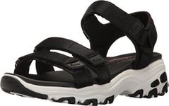 Skechers Women's D'Lites-Fresh Catch Wedge Sandal, Black, 8 US