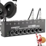 COKYISS 🔥Headphone Amplifier, 8-Channel Stereo Headphone Audio Amp, Multi-Port Headphone Splitter, Headphone Mixer for Recording Studios and Bands, with 8 Output Ports and 1 Input Port, Black, Metal