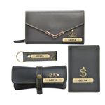 YOUR GIFT STUDIO Personalised Leather Ladies Wallet Gift Set with Name and Charm | Customized Birthday Gift for Girls | Birthday Gifts for Girlfriend Teenage Girls (Grey)