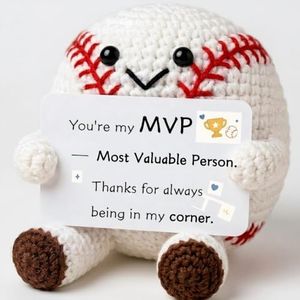 Crochet Baseball MVP Appreciation Keepsake Figurine — Handmade Thank You Gift for Mentor Friend Coach, Most Valuable Person Collectible Desk Decor