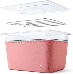 Greater Goods Sous Vide Container 12 Qt with Stainless Steel Rack, Insulation Sleeve, and Lid, (Pink)