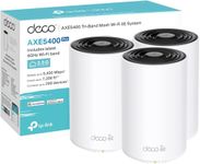 TP-Link Deco XE75 Pro(3-pack) AXE5400Mbps Mesh WiFi 6E System, True Tri-Band Speed, 2.5 Gbps Port, AI-Driven, Coverage up to 7200ft², WiFi Router and Extender Booster, Gaming & 4K, Easy Setup