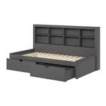 Donco Kids Twin Bookcase Daybed in Dark Grey w/Dual Under Bed Drawers