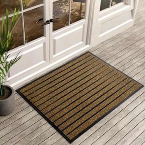 ubdyo Extra Durable Door Mat - Dirt Trapping Outdoor Welcome Mats - Non-Slip Outdoor Indoor Entrance - Low Profile Front Doormat (47" x 32", Bright Brown)