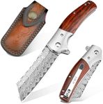 AUBEY Damascus Pocket Knife with Le