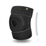 Bracoo Patella Stabilizer Knee Brace, Dual-Spring Stabilizer with Open-Patella Stabilizer, for Arthritic Knee, Acl, Meniscus Tear (Black, One Size)