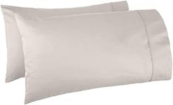 Amazon Basics 400 Thread Count Cotton Pillow Cases, King, Set of 2, Stone Grey, Pillows Not Included