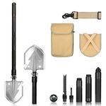 FSDUALWIN Military Folding Shovel, Multifunctional Collapsible Gardening Snow Shovel/Army Camping Shovel with Portable Carrying Pouch - Best Survival Trenching Tools