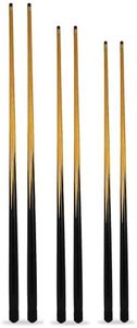 6 Pool Snooker cues with 11mm screw on tips - 2 each of 36", 48" & 52" plus free cue tips