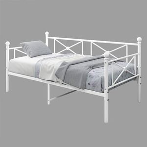 ARFARLY Metal Daybed with Steel Slat Platform, Twin XL Size Sofa Bed Frame with Headboard No Box Spring Needed, White