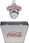 Tablecraft 1 X Coca Cola Wall Mount Bottle Opener and Coca Cola (Coke) Bottle Cap Catcher Set