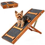 Pawaboo 2026 Upgraded Dog Ramp for Couch, Foldable Small Dog Ramp for Sofa with 7 Adjustable Heights from 2.2'' to 18.5", Portable Non-Slip Pet Ramps for Couch Sofa, Walnut