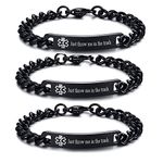 VNOX When I'm Dead Just Throw Me in The Trash Black Mens Womens 8MM Stainless Steel ID Tag Medical Alert Emergency Bracelet,Set of 3