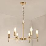 Prop It Up Chandelier 6-Lights Modern Pendant Lighting Gold Antique Finish Ceiling Light Fixture, Indoor Candle Chandelier for Living-Room-(AC) 25694