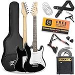 3rd Avenue XF 3/4 Size Electric Guitar Ultimate Kit with 10W Amp, Cable, Stand, Gig Bag, Strap, Spare Strings, Picks, Capo – Black