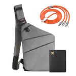IUHFSIFS 2025 Upgrade Anti Theft Crossbody Bag Women【Ergonomics-Zero Burden】 Anti Theft Travel Bag for Women &Men【 Multi Pockets&Extremely Waterproof and Scratch-Resistant】 Anti Theft Bag Grey-Left