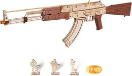 ROBOTIME 3D Wooden Puzzle Toy Rifle, Model Kits with Rubber Bands for Adults to Build, Unique Gifts for Kids and Adults