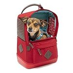 Kurgo Nomad - Dog Carrier Backpack, Hiking Backpack for Small Dogs, Pet Travel Back Pack Carrier, Interior Safety Tether, Waterproof Bottom, Dual Carry Handles, Holds Pets Up to 15 lbs - Red