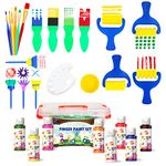 BLOT Kids Paint Set Washable Finger Paint with Assorted Painting Brushes Sponges Portable for Kids Toddlers Drawing Gifts, Age 3+