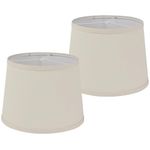 Set of 2 Small lampshades 10 inch for Table lamps and Nightstand Lamps,Assembly Required,Small Empire lamp shade Spider Fitter, Handcrafted Natural Linen lamp shades (8"x10"x8", Beige)