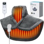 iDOO Heating Pad for Neck and Shoulders and Back, Christmas Gifts for Women Men, Weighted Electric Heat Pad with 6 Heat Settings 3 Timers Auto Off, ETL Safety Certified, 22" x24'' Gray